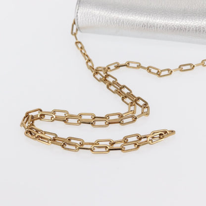 Burberry D-Ring Chain Leather, Silver, Leather, Shoulder Bag