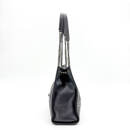 Saint Laurent Niki Shopping Matelasse Chevron Leather, Gray, Leather, Tote Bag