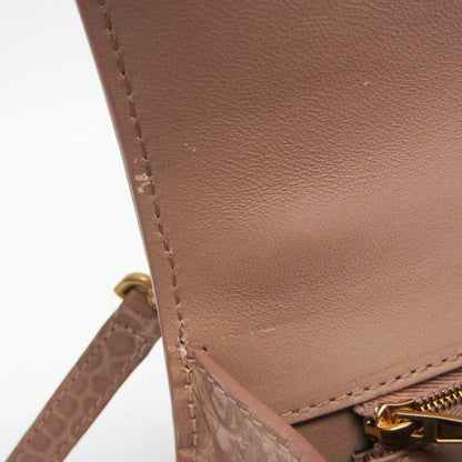 Balenciaga Hourglass Crocodile Embossed, Pink, Leather, Handbag