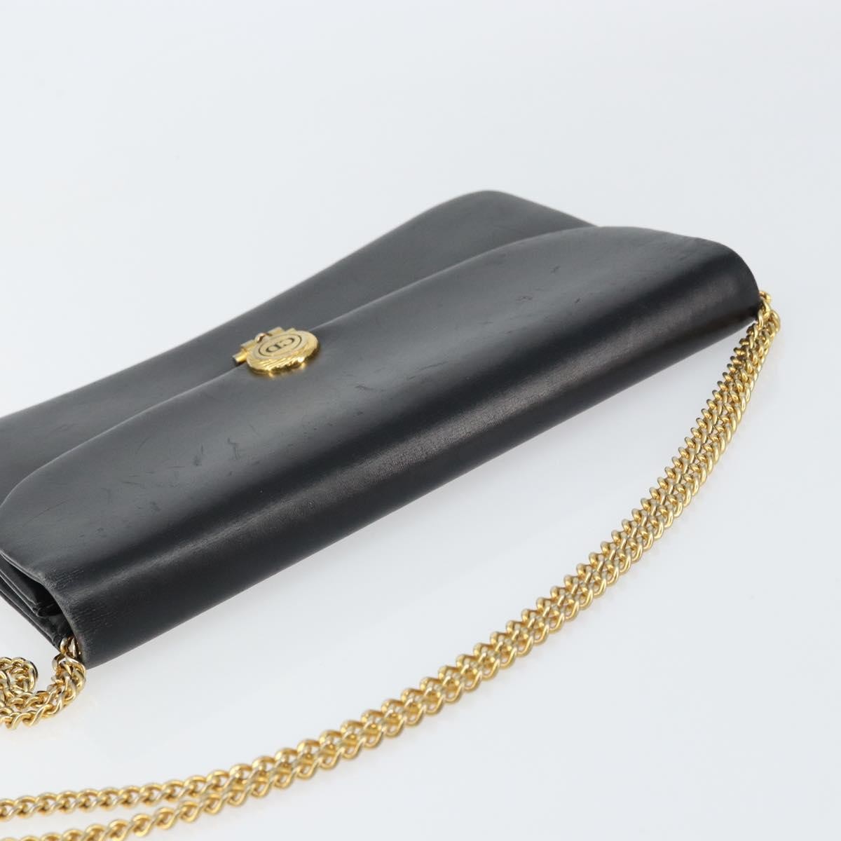 Christian Dior Vintage Chain Flap Leather, Black, Leather, Shoulder Bag
