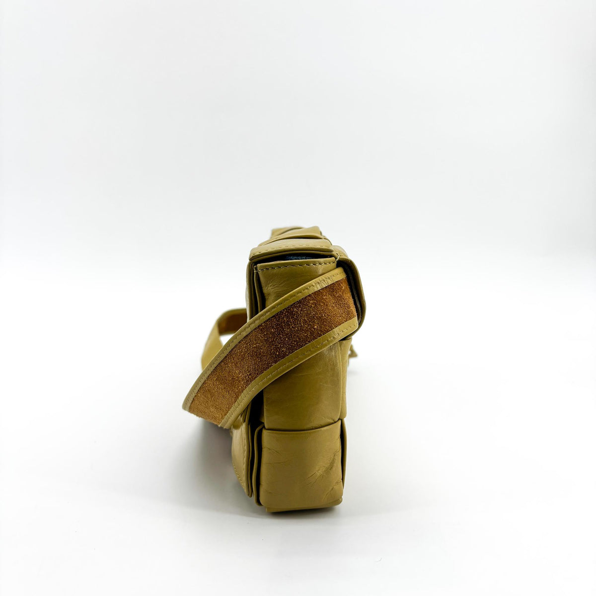 Bottega Veneta Fun Cassette Maxi Intrecciato Leather, Yellow, Leather, Crossbody Bag