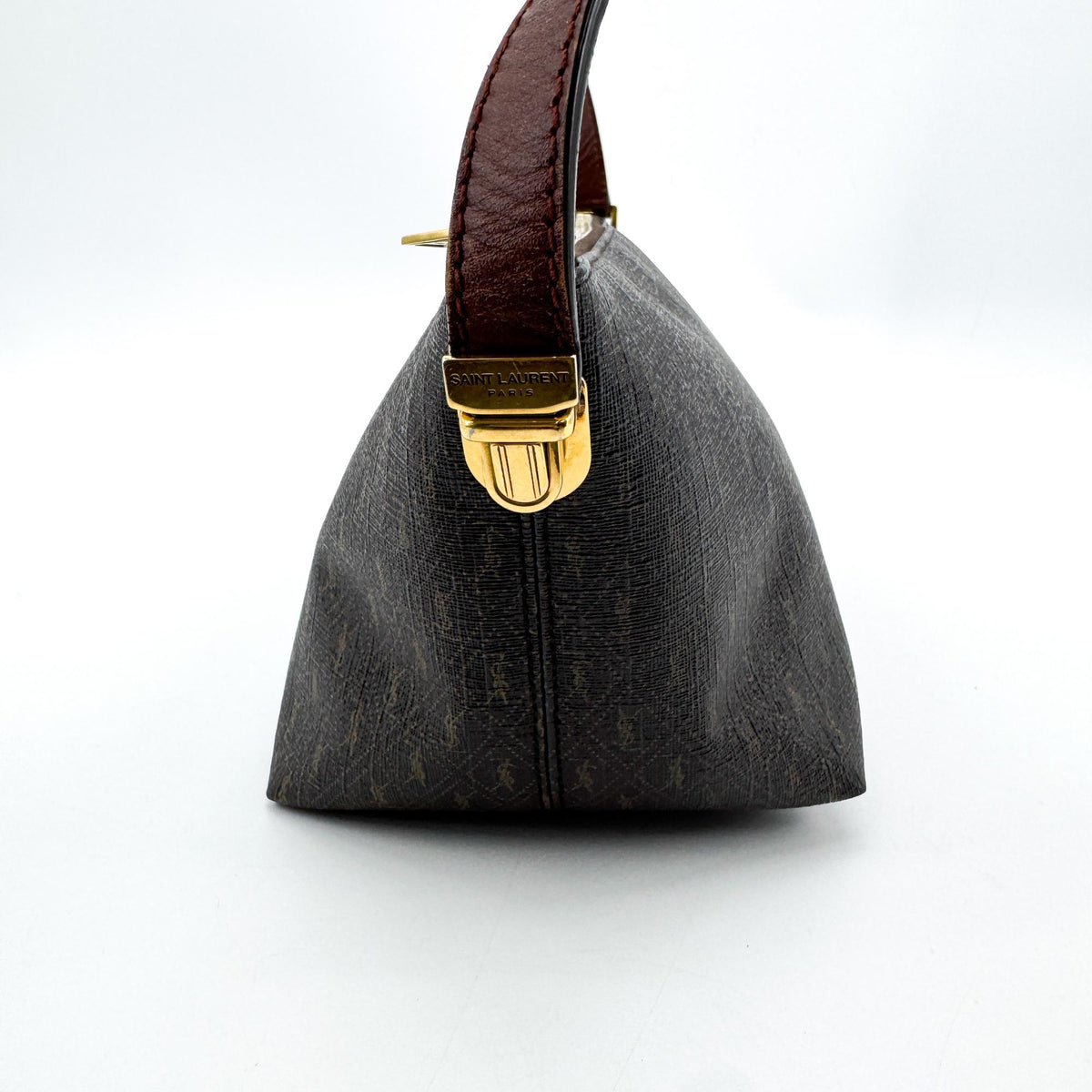 Saint Laurent Le Monogramme Monogram All Over Coated Canvas and Leather, Black, Canvas, Shoulder Bag