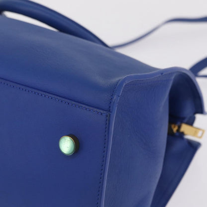 Saint Laurent Monogram Cabas Leather, Blue, Leather, Tote Bag