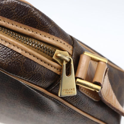 Celine Vintage Macadam Canvas and Leather, Brown, Canvas, Shoulder Bag