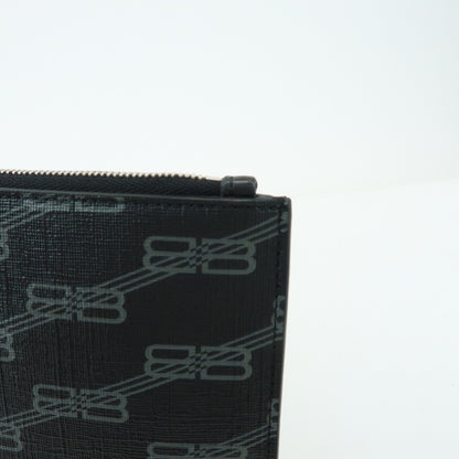 Balenciaga Signature Pouch Monogram PVC Leather, Black, Canvas, Clutch