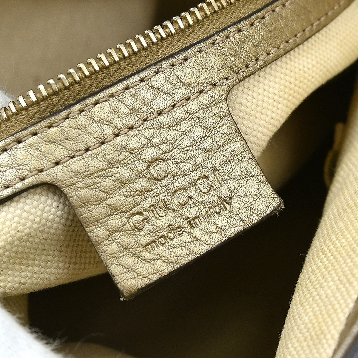 Gucci Bella Flap Leather, Gold, Leather, Shoulder Bag