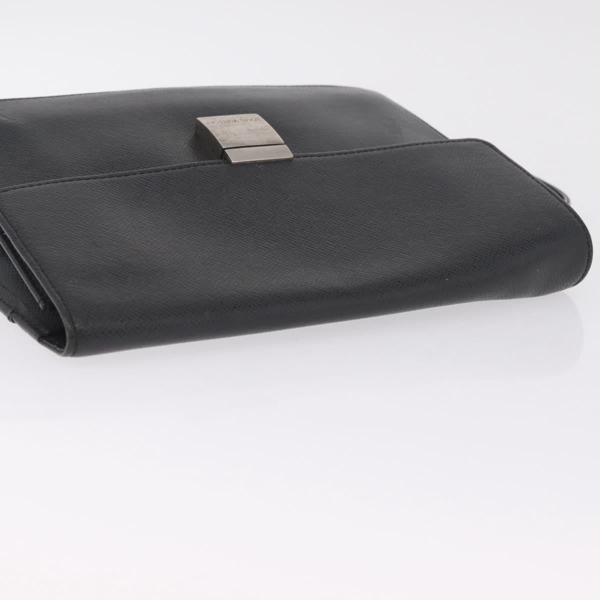 Louis Vuitton Selenga Pochette Taiga Leather, Gray, Leather, Clutch