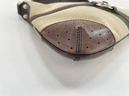 Gucci Reins Web Canvas, Brown, Canvas, Shoulder Bag