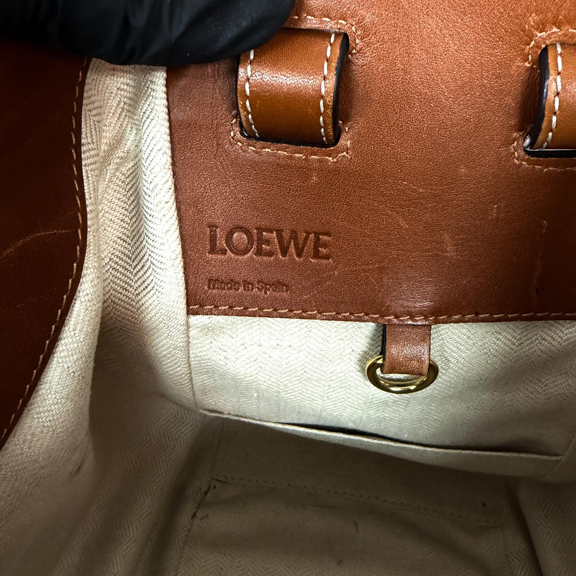 Loewe Hammock Leather, Brown, Leather, Handbag