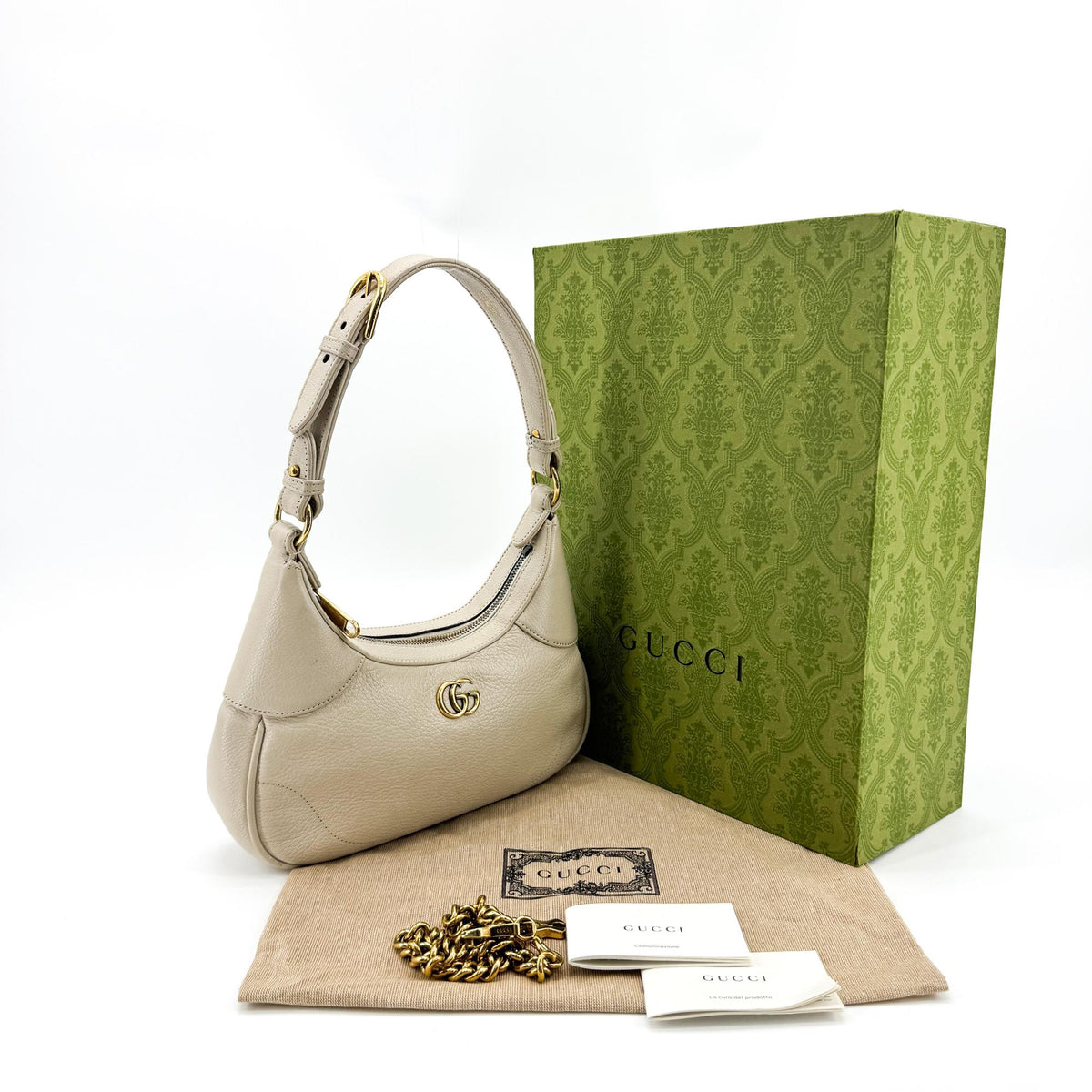 Gucci Aphrodite Leather, Beige, Leather, Shoulder Bag
