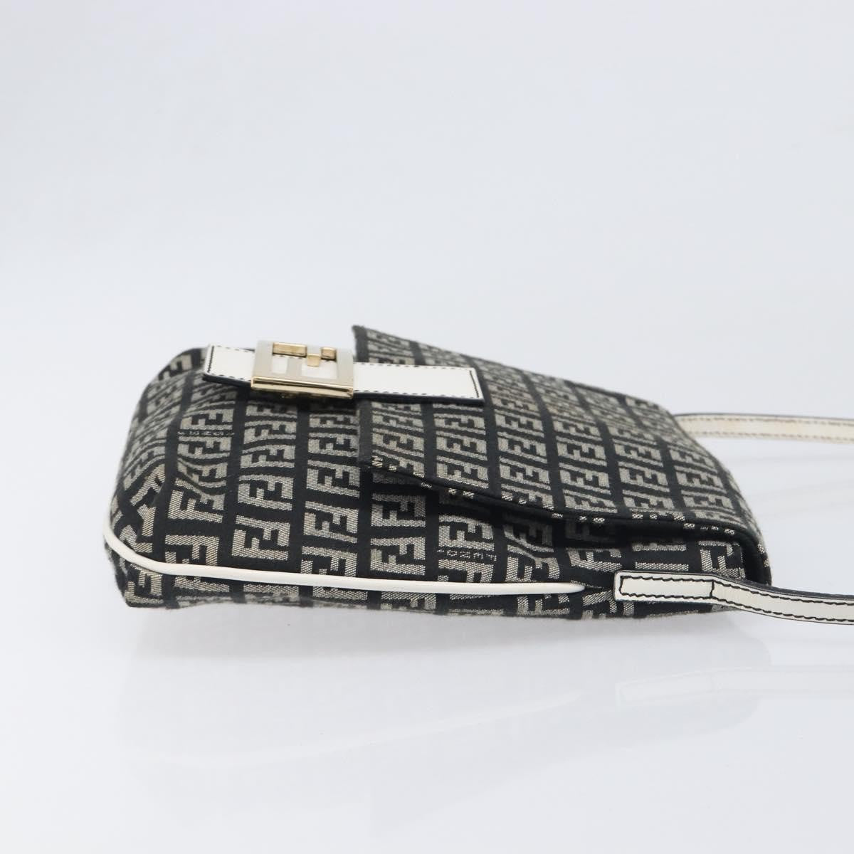 Fendi Vintage Flap Zucchino Canvas, Black, Canvas, Crossbody Bag