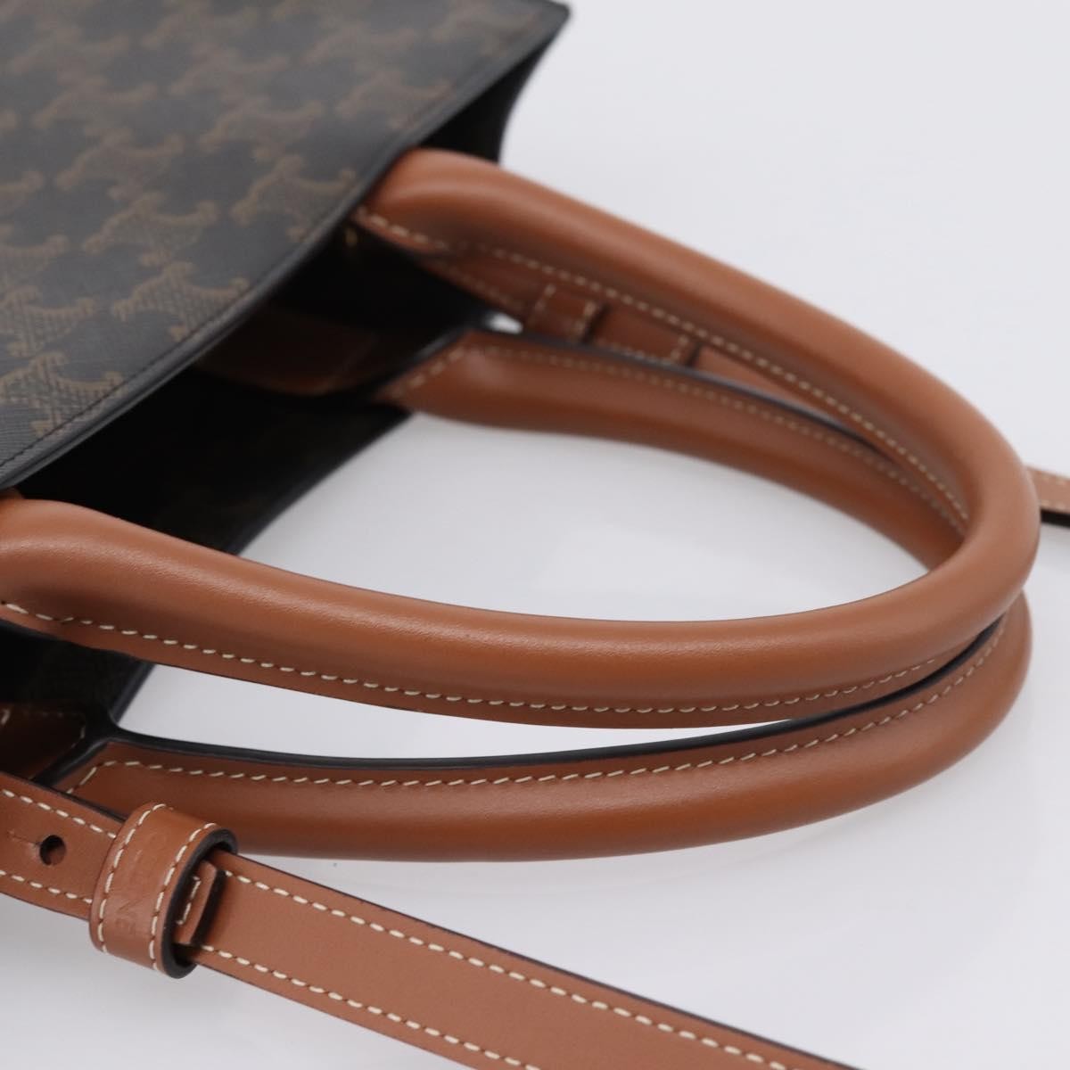Celine Vertical Cabas Triomphe Coated Canvas, Brown, Canvas, Tote Bag