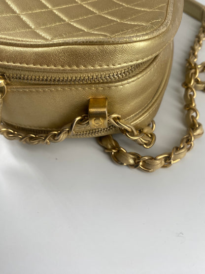 Chanel Camera, Gold, Leather, shoulder