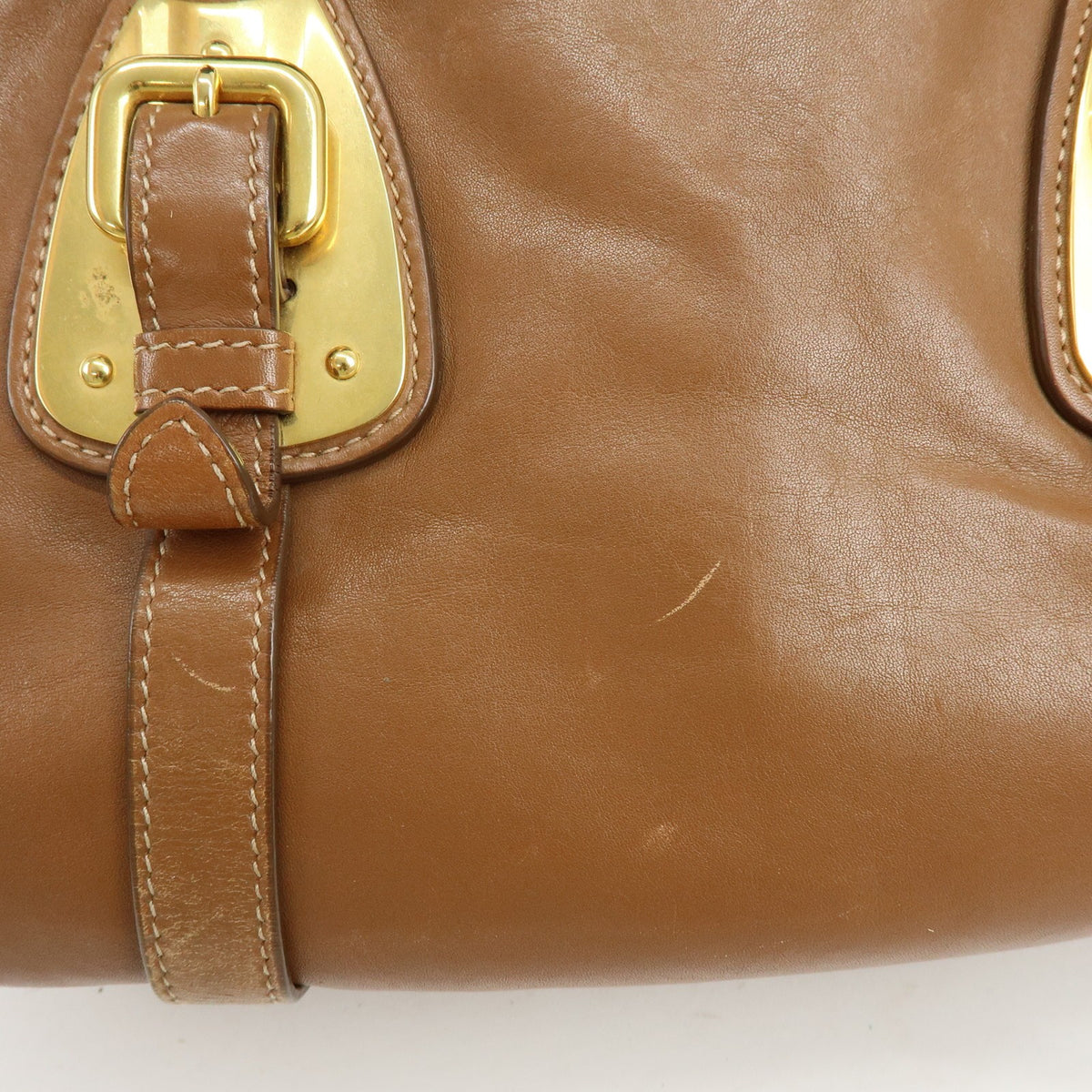 Prada Convertible Belted Satchel Soft Calf, Brown, Leather, Handbag