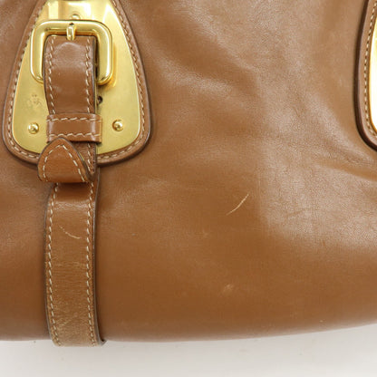 Prada Convertible Belted Satchel Soft Calf, Brown, Leather, Handbag