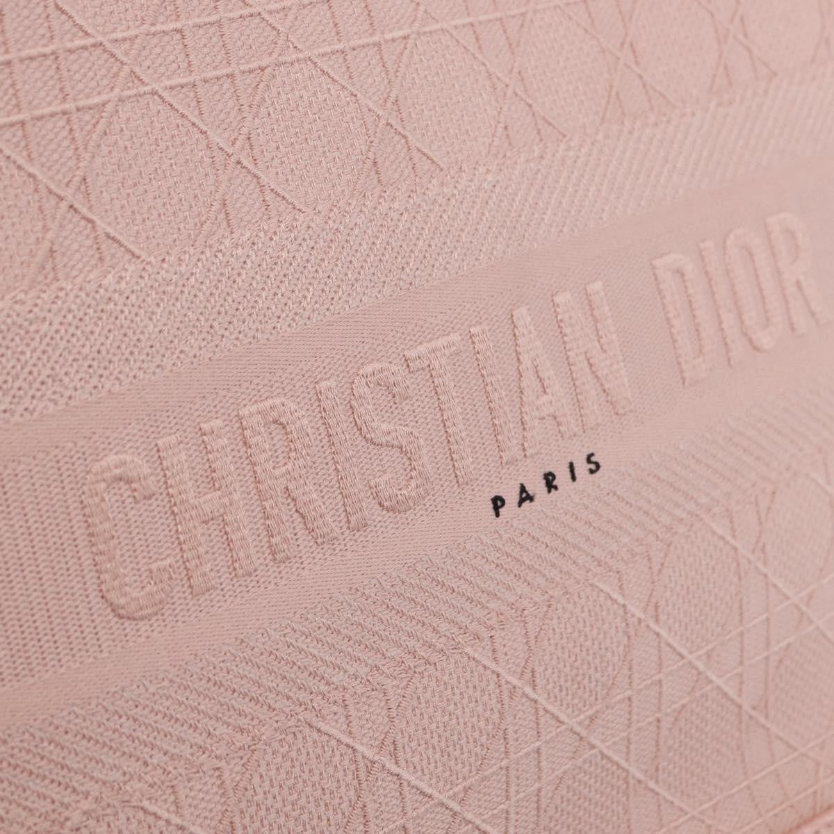 Christian Dior Book Cannage Embroidered Canvas, Pink, Canvas, Tote Bag