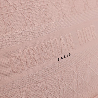 Christian Dior Book Cannage Embroidered Canvas, Pink, Canvas, Tote Bag