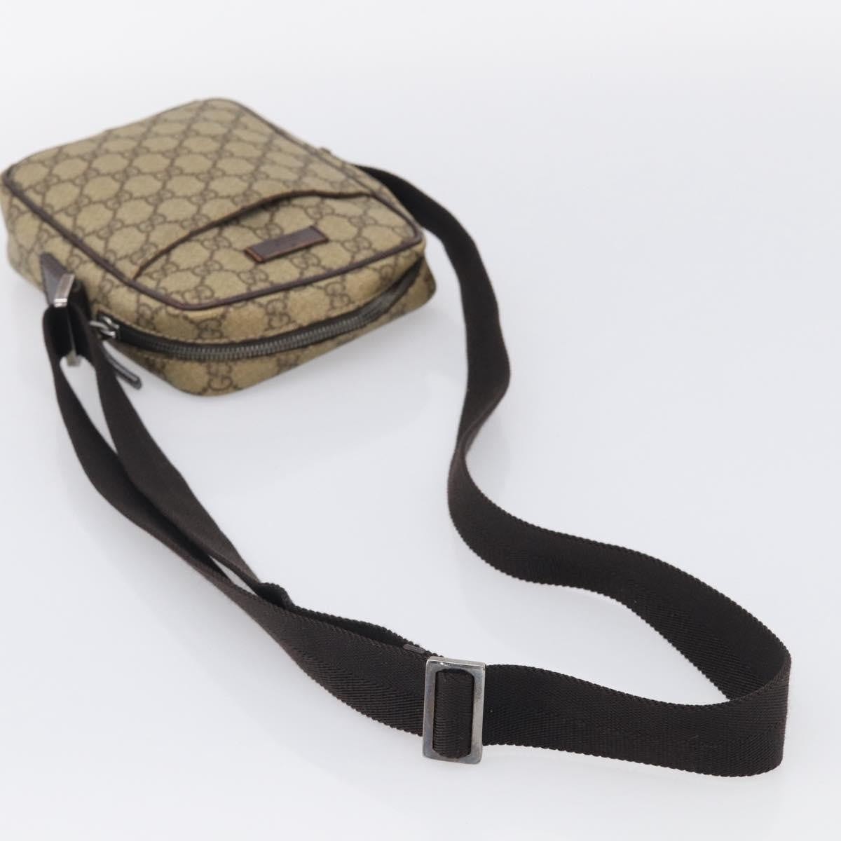 Gucci Vintage Front Pocket Flat Messenger GG Canvas and Leather, Beige, Canvas, Shoulder Bag