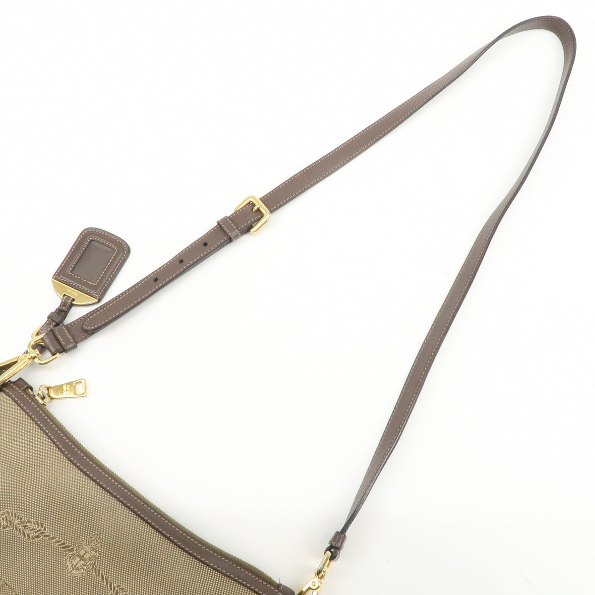 Prada Logo Canvas, Beige, Canvas, Tote Bag