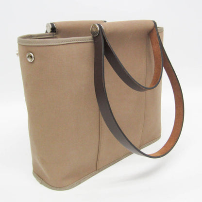 Hermes Cabag Toile and Leather, Brown, Canvas, Handbag