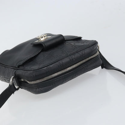 Salvatore Ferragamo Gancini Leather, Black, Leather, Shoulder Bag