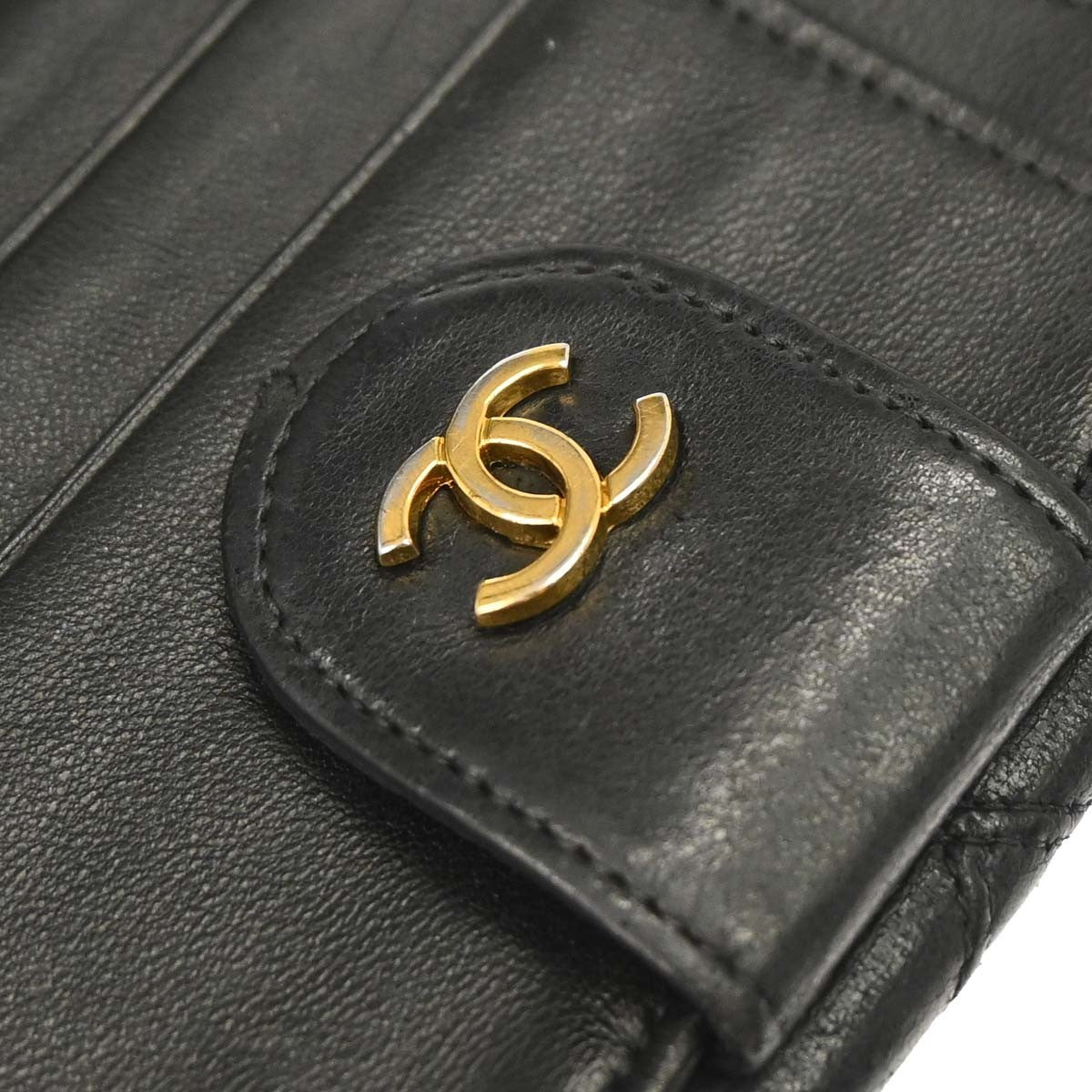 Chanel Envelope Gusset Chevron Lambskin, Black, Leather, Wallet