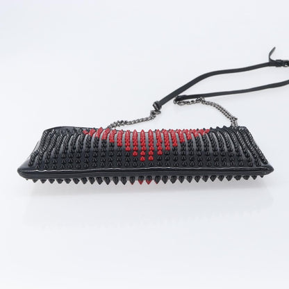 Christian Louboutin Loubiposh Clutch Spiked Patent, Black, Patent Leather, Clutch