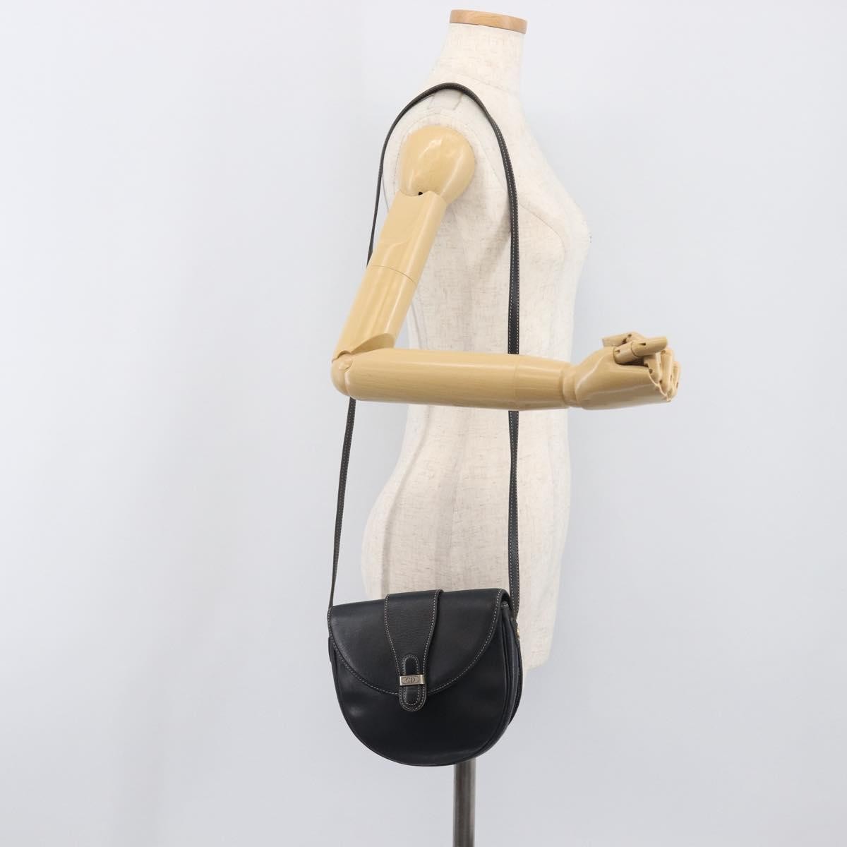 Christian Dior Vintage CD Logo Leather, Navy, Leather, Shoulder Bag