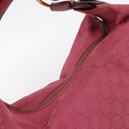 Gucci Horsebit Hobo GG Canvas, Pink, Canvas, Shoulder Bag