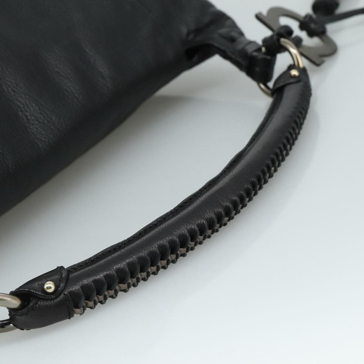 Salvatore Ferragamo Vintage Gancini Top Handle Leather, Black, Leather, Handbag