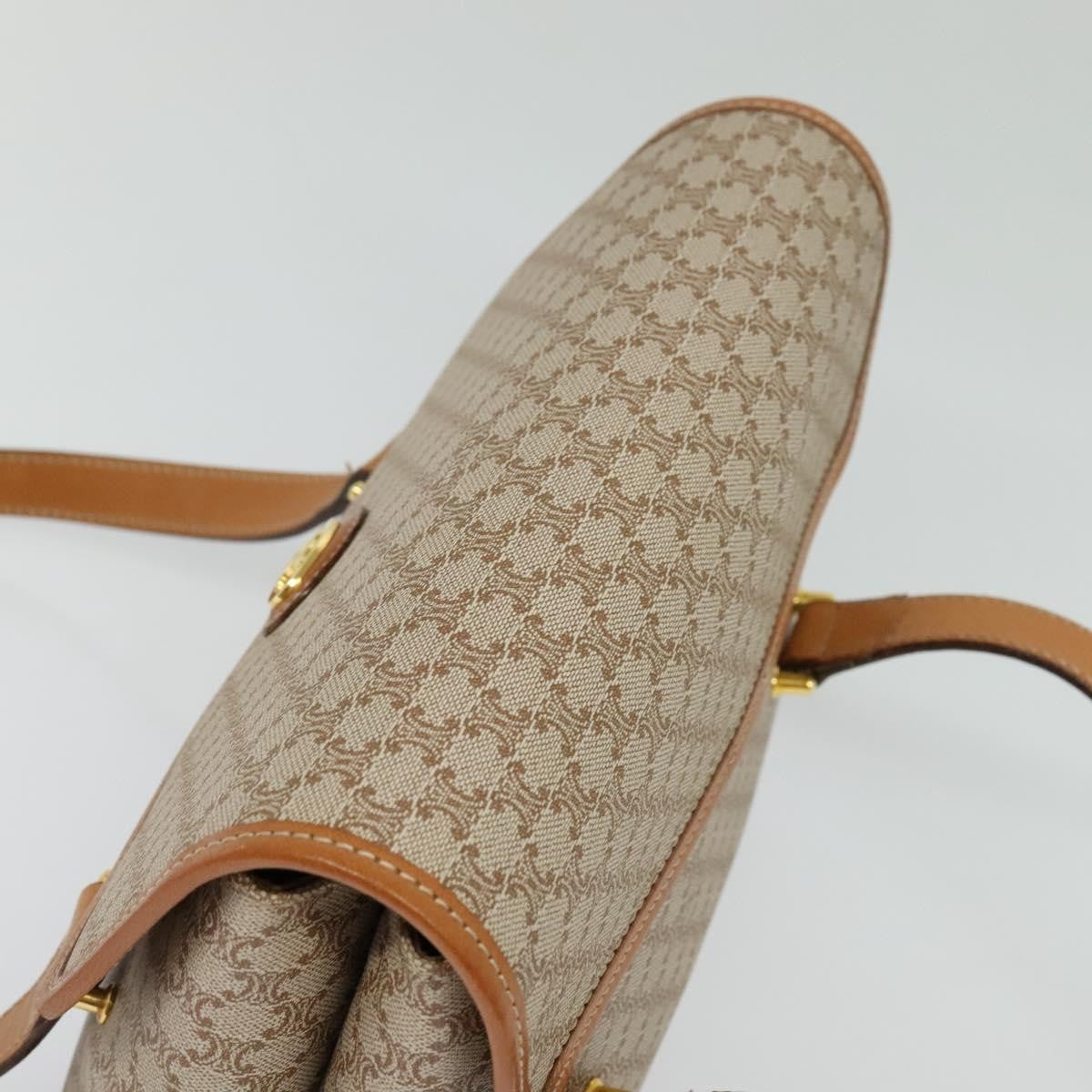 Celine Vintage Macadam Canvas and Leather, Beige, Canvas, Handbag