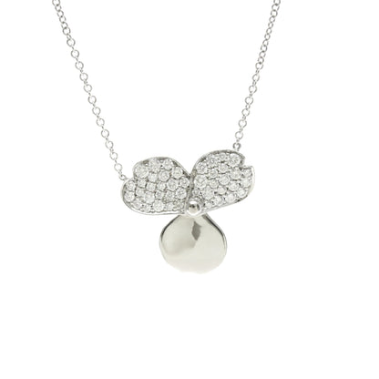Tiffany & Co. Paper Flowers Pendant Platinum with Pave Diamonds, Silver, Platinum, Necklace