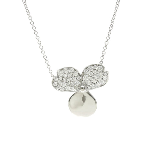 Tiffany & Co. Paper Flowers Pendant Platinum with Pave Diamonds, Silver, Platinum, Necklace