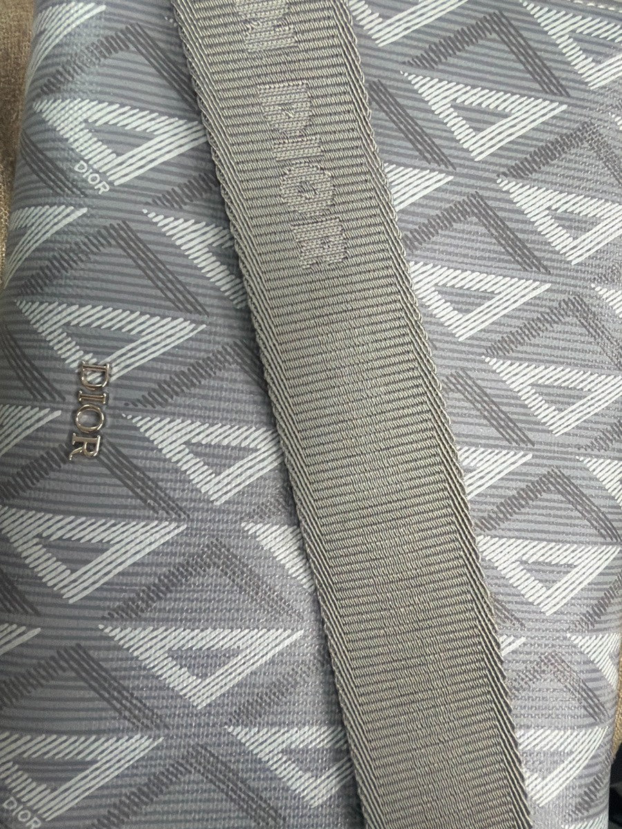 Christian Dior Lingot Messenger CD Diamond Coated Canvas, Gray, Canvas, Handbag