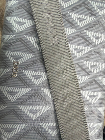 Christian Dior Lingot Messenger CD Diamond Coated Canvas, Gray, Canvas, Handbag