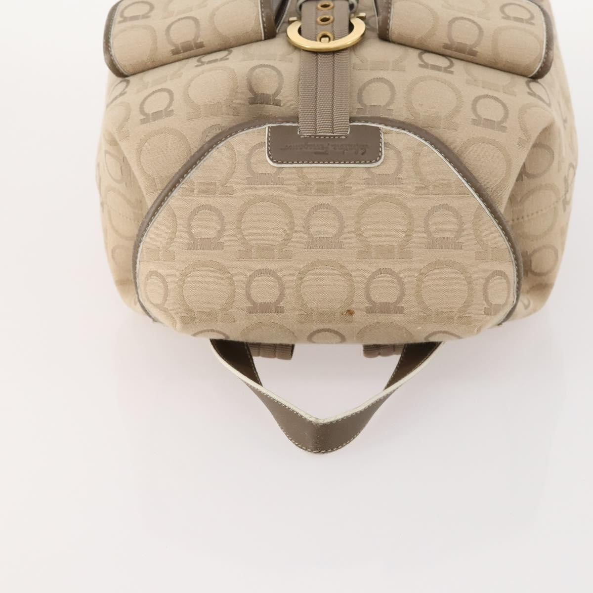 Salvatore Ferragamo Gancini Canvas, Beige, Canvas, Backpack