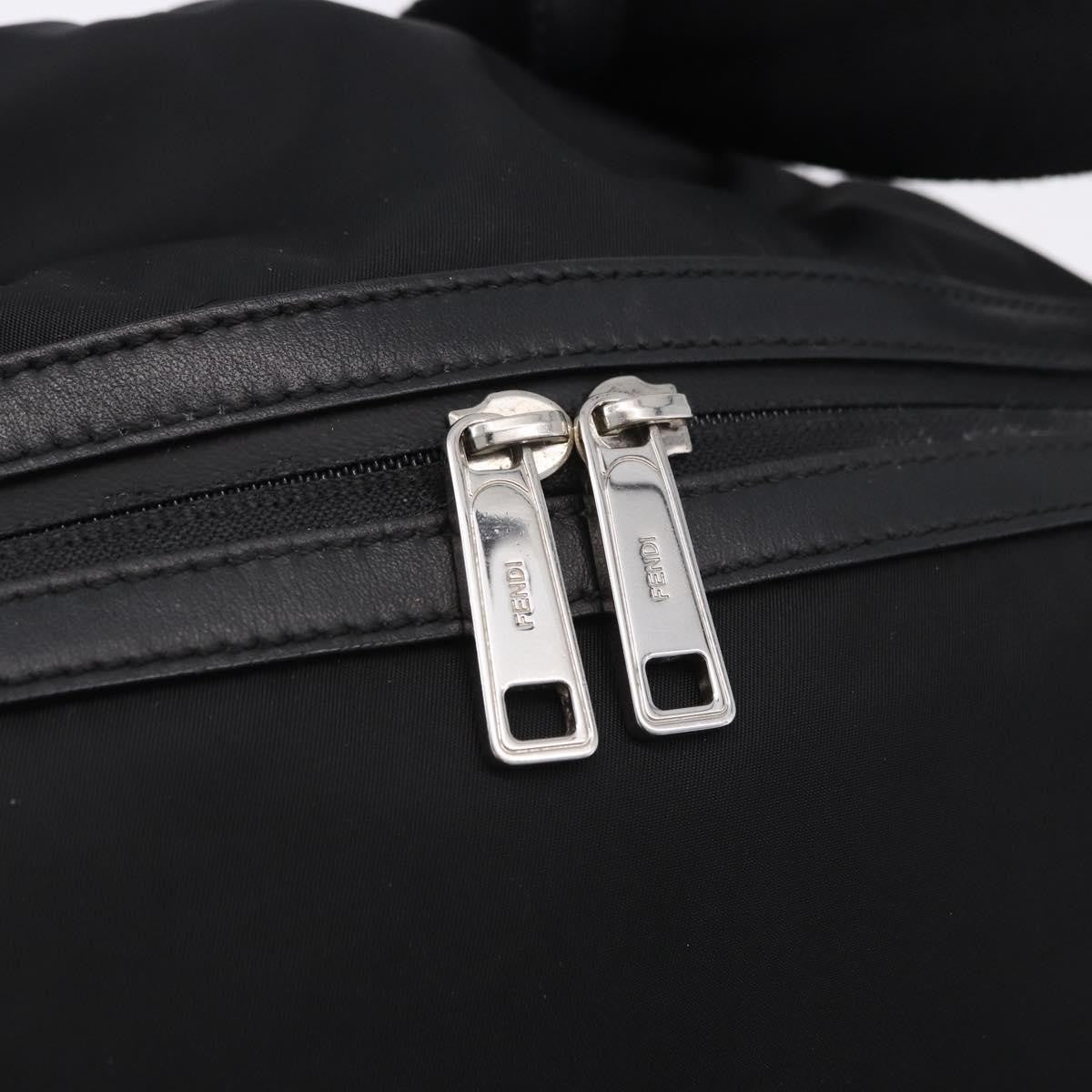 Fendi Fiend Nylon with Printed Leather, Black, Nylon, Backpack