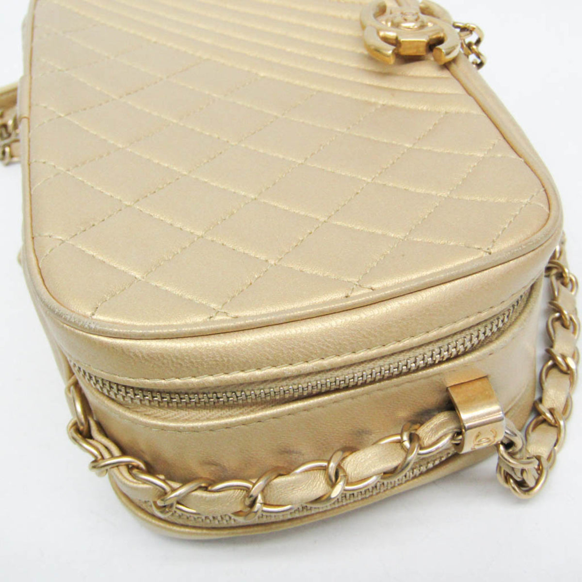Chanel Vintage Camera Tassel Quilted Leather, Gold, Leather, Handbag