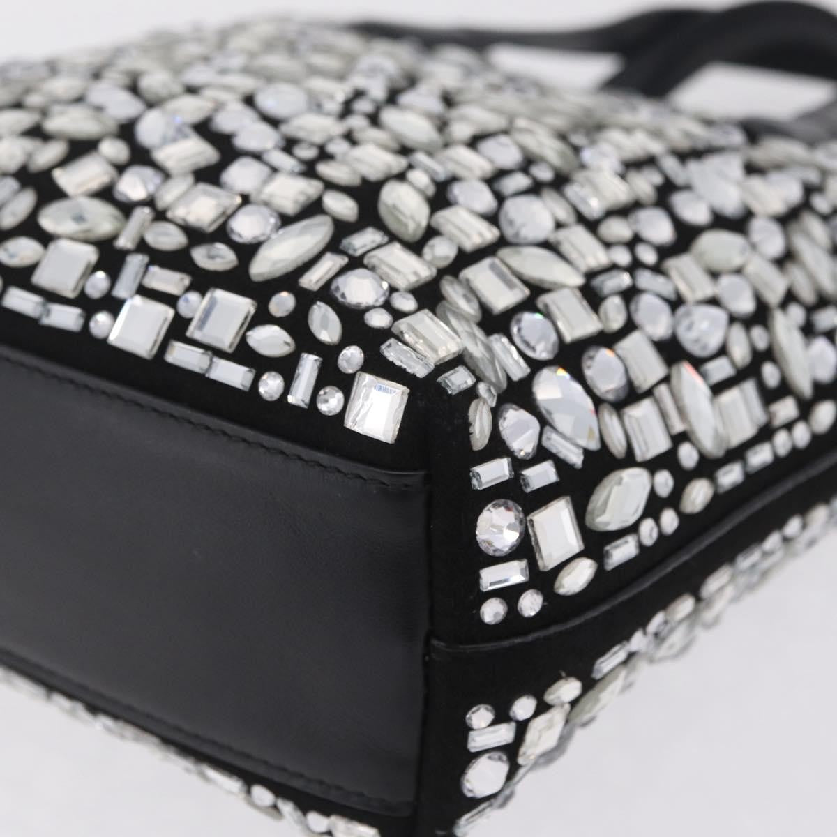 Salvatore Ferragamo Convertible Crystal Embellished Leather, Black, Leather, Tote Bag