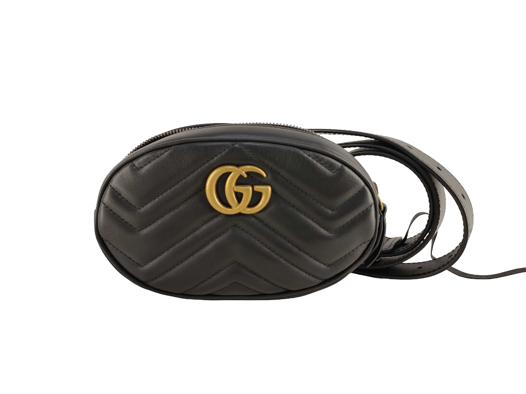 Gucci Gucci Marmont Black leather, BLACK, LEATHER, Clutche & pouche