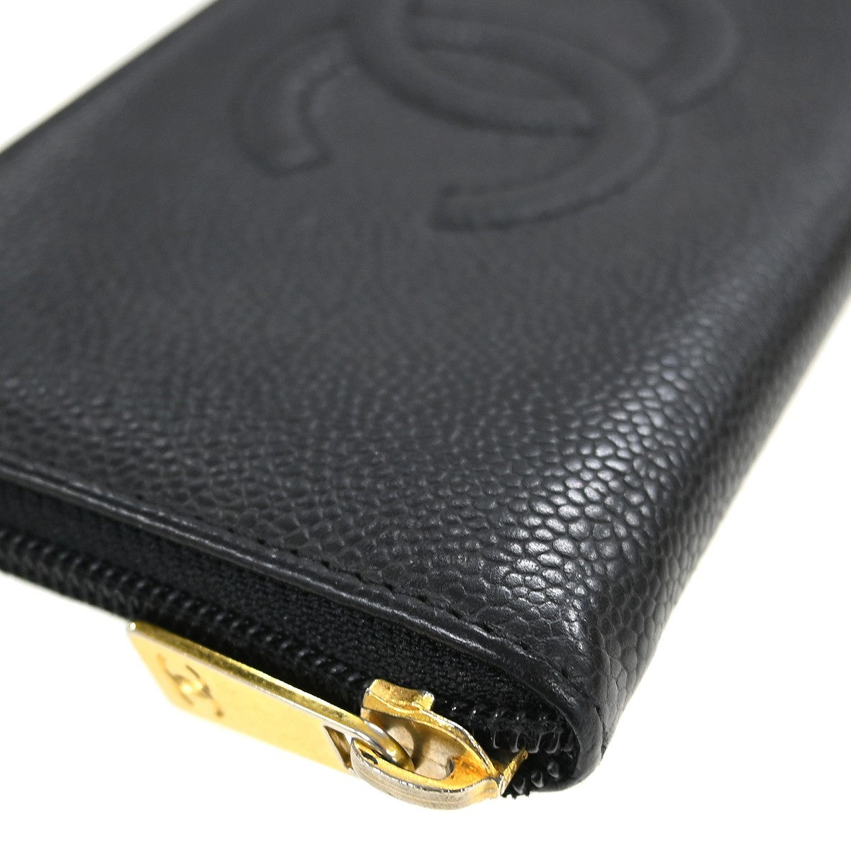 Chanel Portefeuille long CC logo calfskin leather, Black, Leather, Wallet
