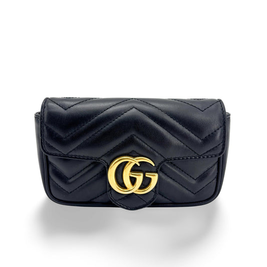 Gucci GG Marmont Flap Matelasse Leather, Black, Leather, Handbag