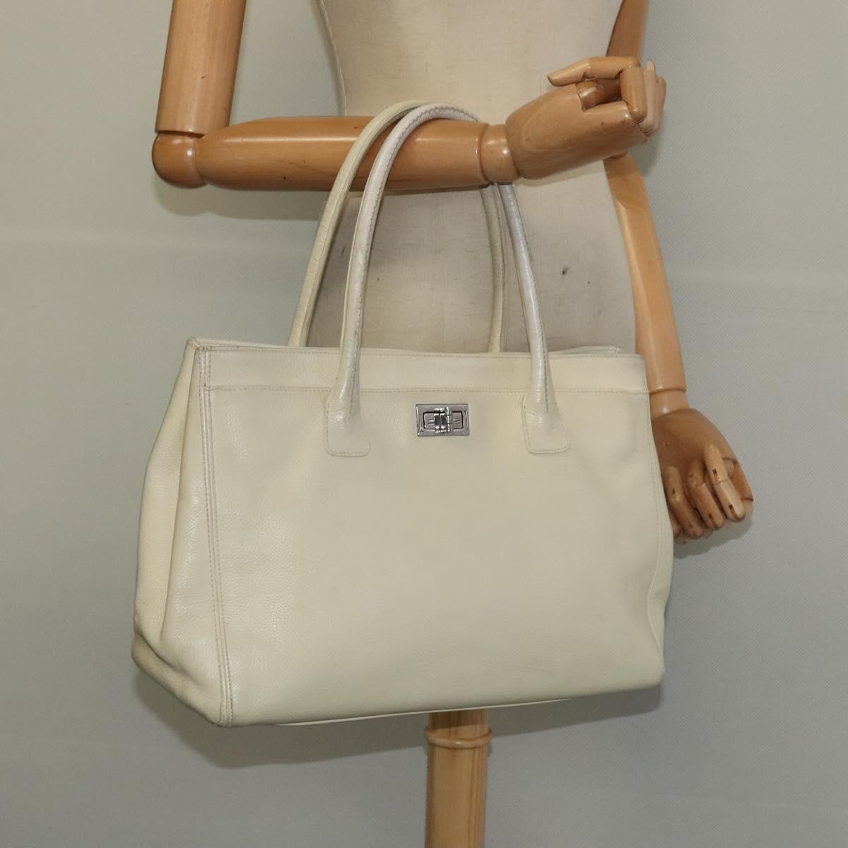 Chanel Reissue Cerf Executive Tote Leather, WHITE, LEATHER, Tote bag