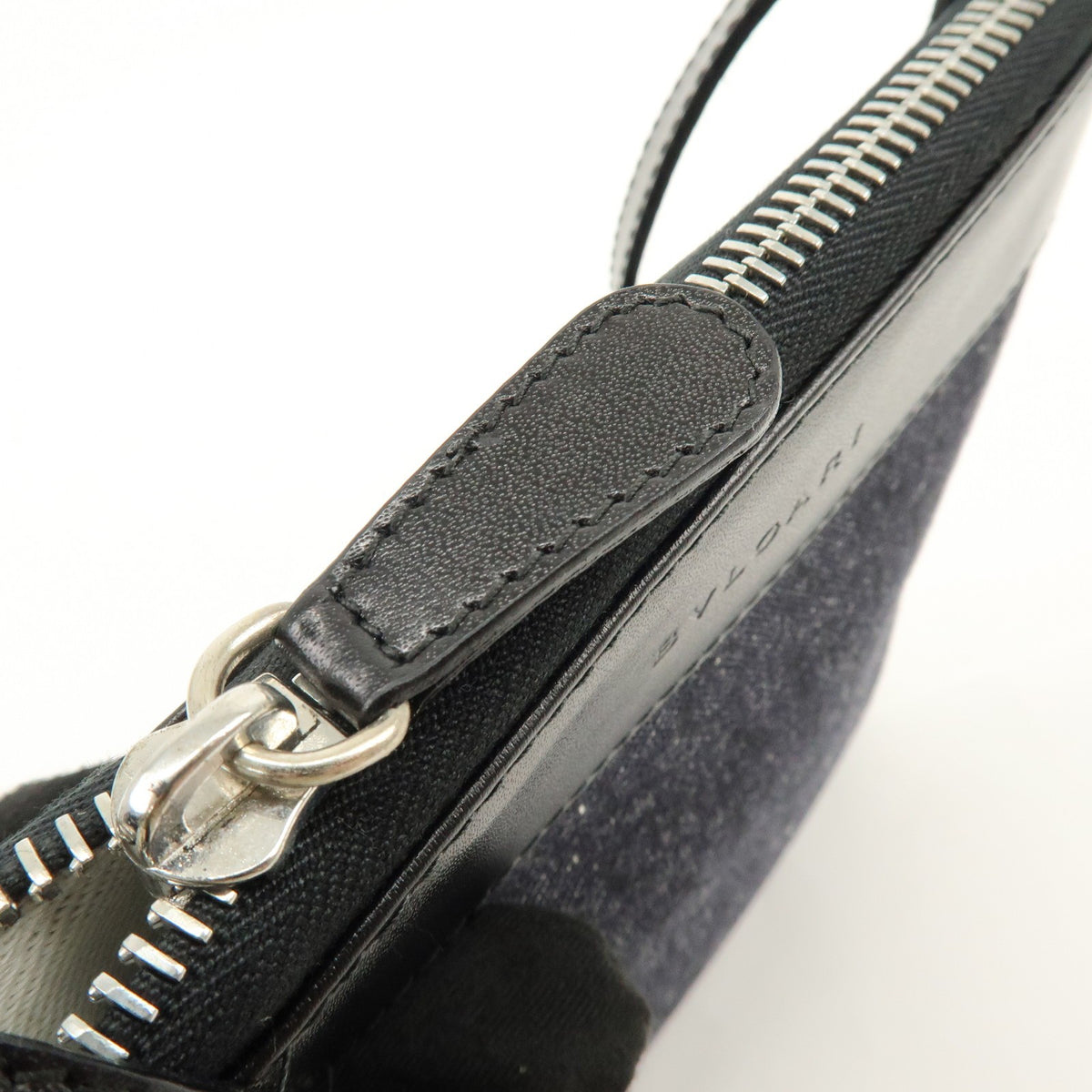 Bvlgari Logomania Canvas with Leather, Black, Denim, Shoulder Bag