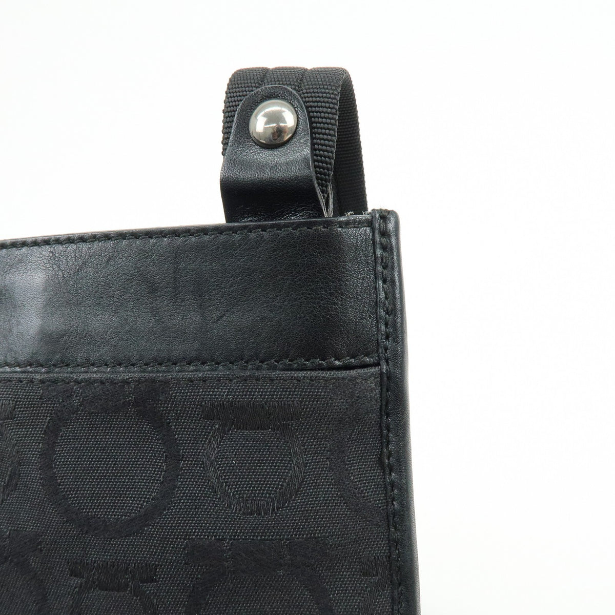 Salvatore Ferragamo Gancini Canvas and Leather, Black, Canvas, Crossbody Bag
