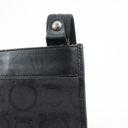 Salvatore Ferragamo Gancini Canvas and Leather, Black, Canvas, Crossbody Bag