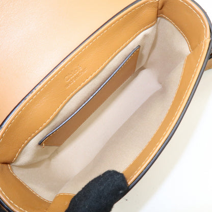 Chloe C Flap Crocodile Embossed Leather, Brown, Leather, Handbag