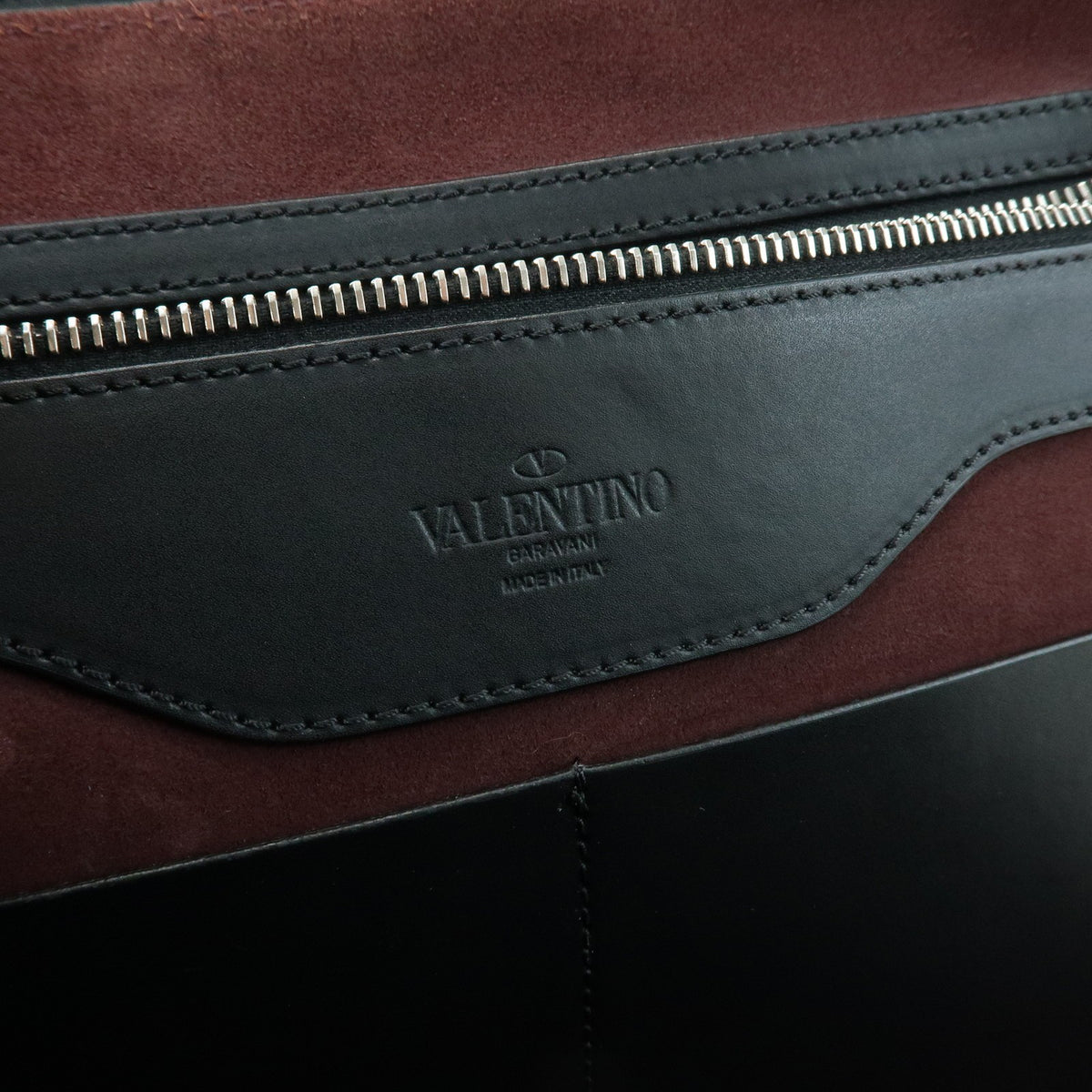 Valentino Garavani VLTN Zip Pouch Printed Leather, Black, Leather, Clutch