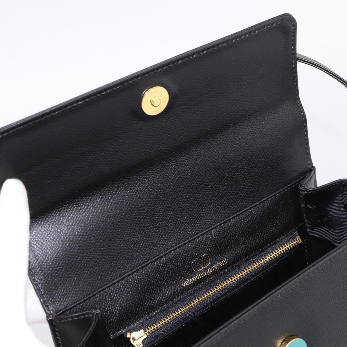 Valentino Garavani VLogo Leather, Black, Leather, Shoulder Bag