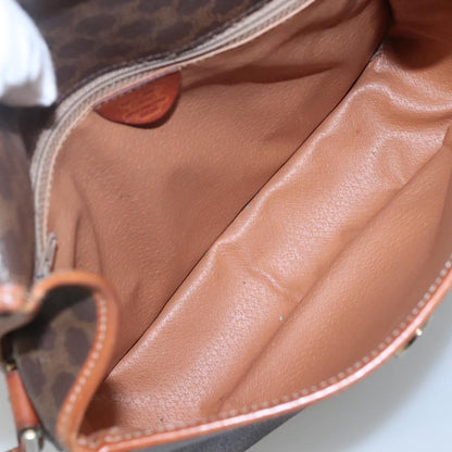 Celine Vintage Macadam Circle Logo Canvas and Leather, Brown, Canvas, Shoulder Bag